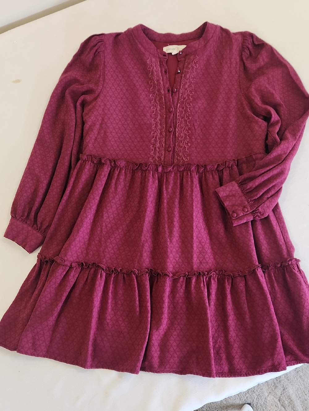 Penelope Rose Plum Ruffeled Prairie Dress. Size Jrs. XL - Picture 5 of 10